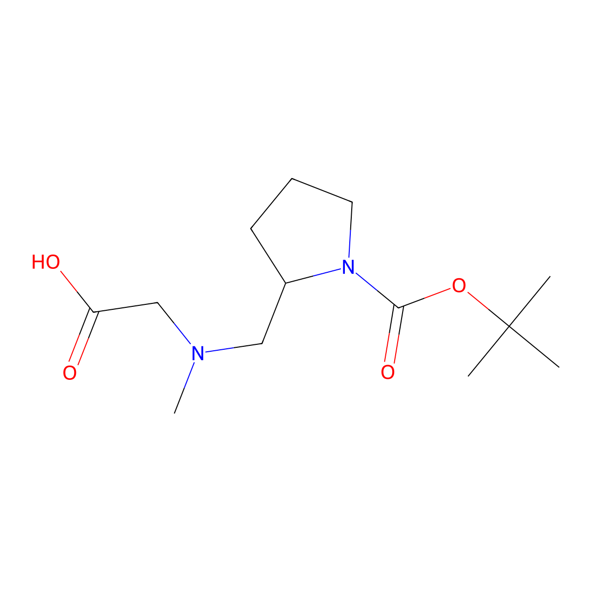 2-(((1-(tert-Butoxycarbonyl)pyrrolidin-2-yl)methyl)(methyl)amino)acetic acid molecular structure, CAS 1353959-78-0
