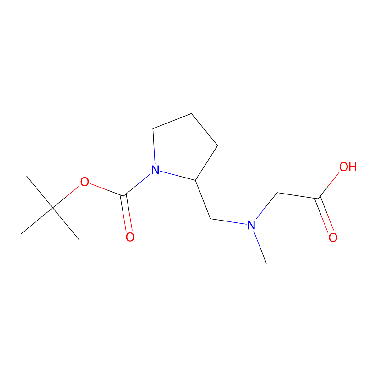 2-(((1-(tert-Butoxycarbonyl)pyrrolidin-2-yl)methyl)(methyl)amino)acetic acid molecular structure, CAS 1353959-78-0