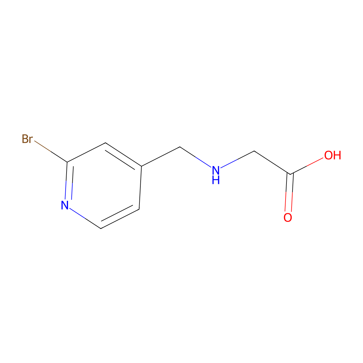 [(2-Bromo-pyridin-4-ylmethyl)-amino]-acetic acid molecular structure, CAS 1353960-36-7
