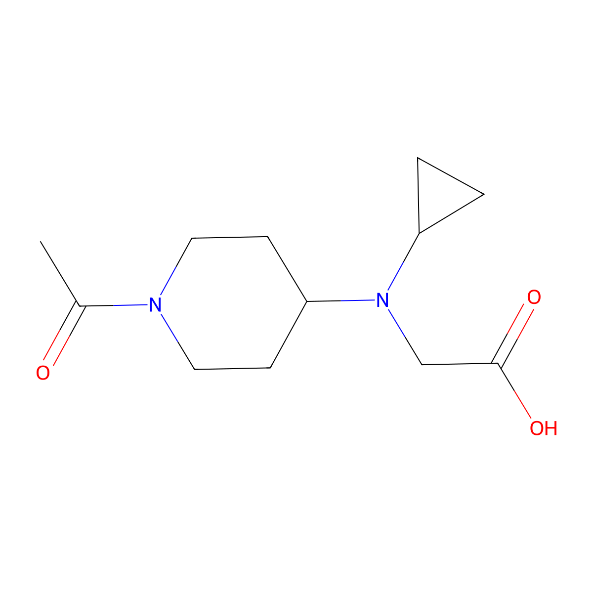 [(1-Acetyl-piperidin-4-yl)-cyclopropyl-amino]-acetic acid molecular structure, CAS 1353961-38-2