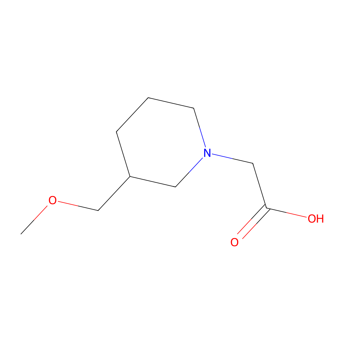 2-(3-(Methoxymethyl)piperidin-1-yl)acetic acid molecular structure, CAS 1353961-48-4