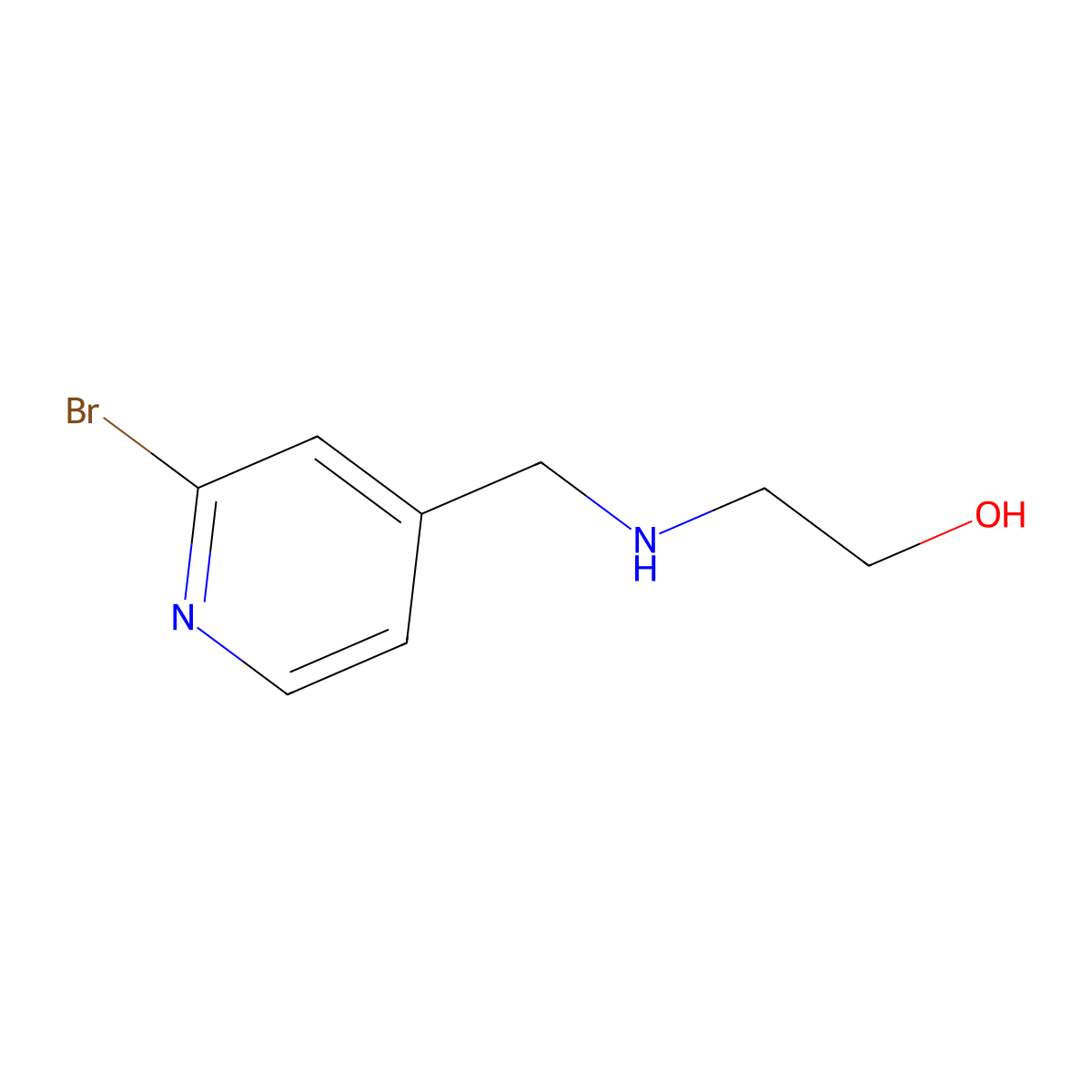 2-[(2-Bromo-pyridin-4-ylmethyl)-amino]-ethanol molecular structure, CAS 1353962-12-5