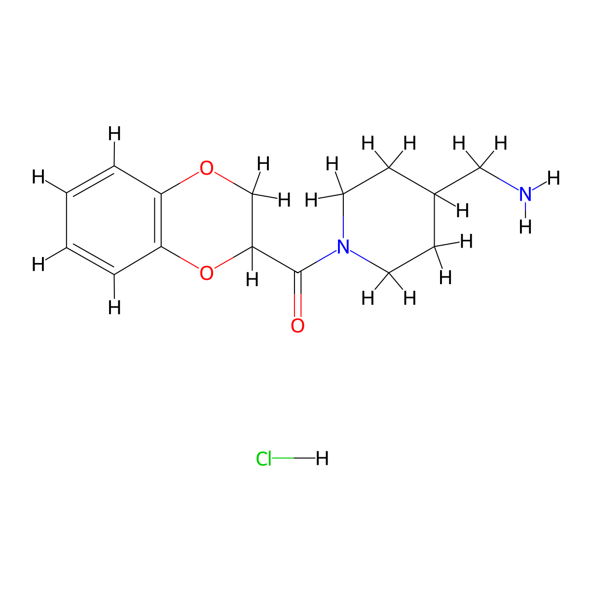(4-(Aminomethyl)piperidin-1-yl)(2,3-dihydrobenzo[b][1,4]dioxin-2-yl)methanone hydrochloride molecular structure, CAS 1353962-72-7