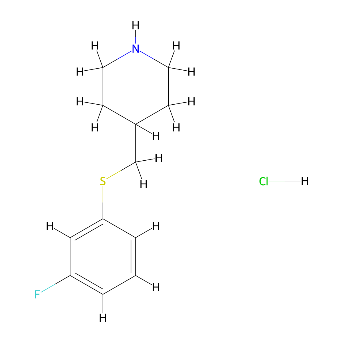 4-(((3-Fluorophenyl)thio)methyl)piperidine hydrochloride molecular structure, CAS 1353963-00-4