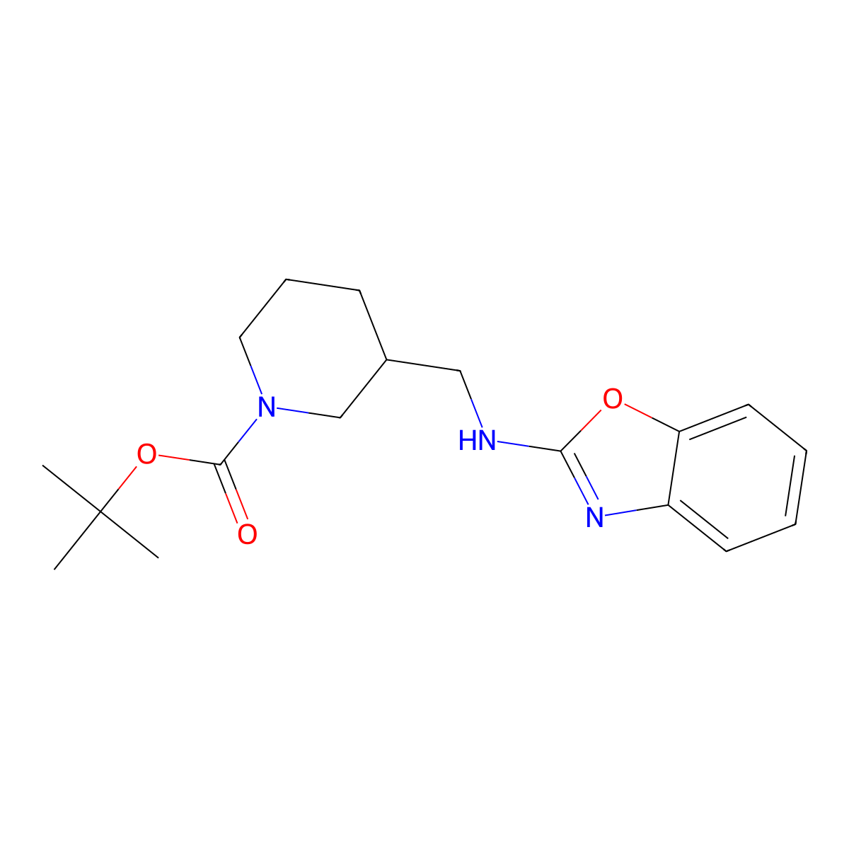 tert-Butyl 3-((benzo[d]oxazol-2-ylamino)methyl)piperidine-1-carboxylate molecular structure, CAS 1353963-07-1