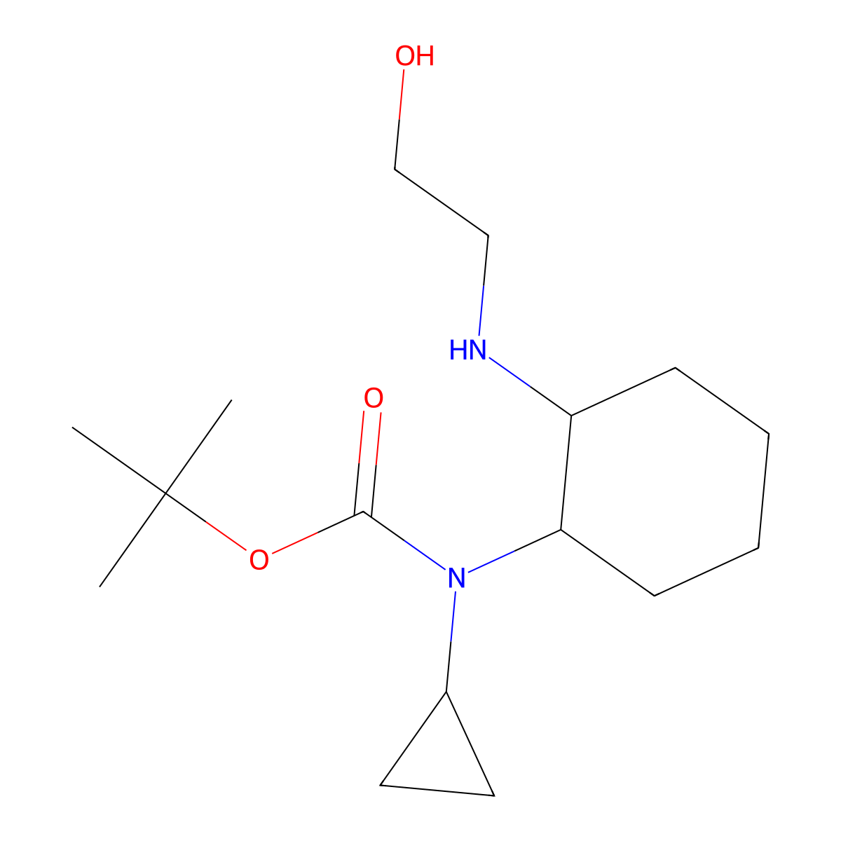Cyclopropyl-[2-(2-hydroxy-ethylamino)-cyclohexyl]-carbamic acid tert-butyl ester molecular structure, CAS 1353963-14-0