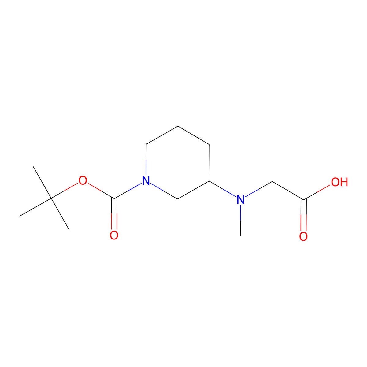 2-((1-(tert-Butoxycarbonyl)piperidin-3-yl)(methyl)amino)acetic acid molecular structure, CAS 1353963-16-2