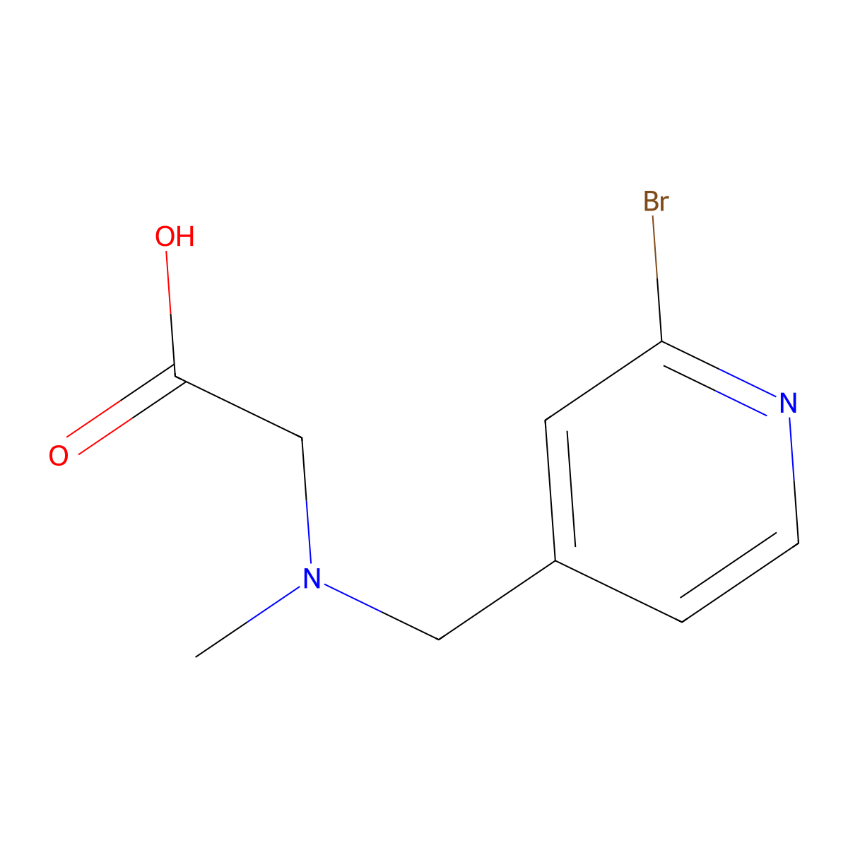 [(2-Bromo-pyridin-4-ylmethyl)-methyl-amino]-acetic acid molecular structure, CAS 1353963-41-3