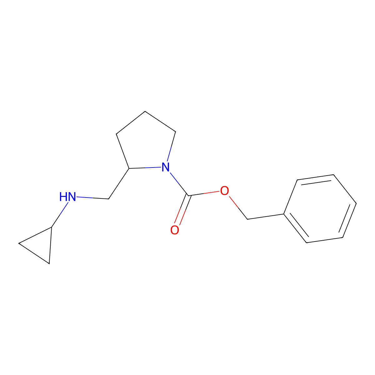 2-Cyclopropylaminomethyl-pyrrolidine-1-carboxylic acid benzyl ester molecular structure, CAS 1353964-30-3