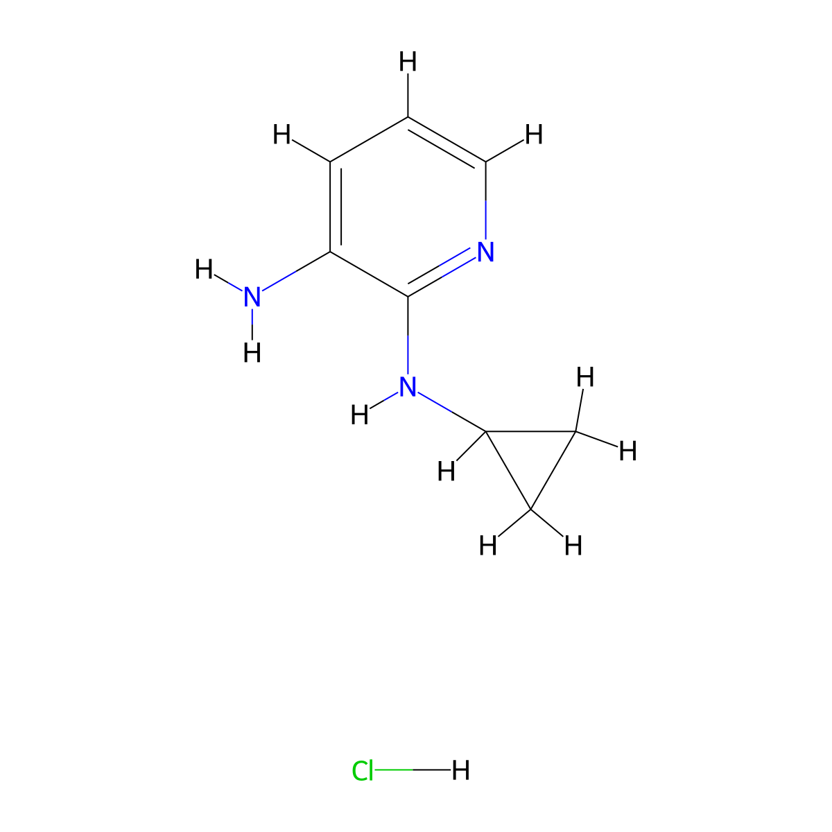 N2-cyclopropylpyridine-2,3-diamine hydrochloride molecular structure, CAS 1353965-10-2