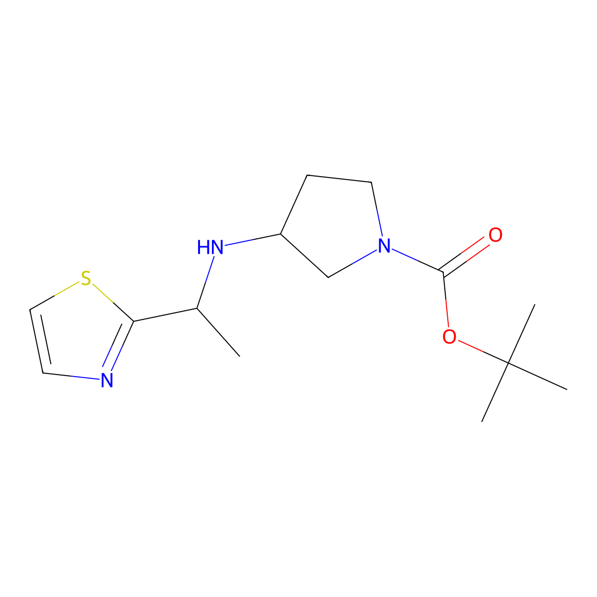 tert-Butyl 3-((1-(thiazol-2-yl)ethyl)amino)pyrrolidine-1-carboxylate molecular structure, CAS 1353965-31-7