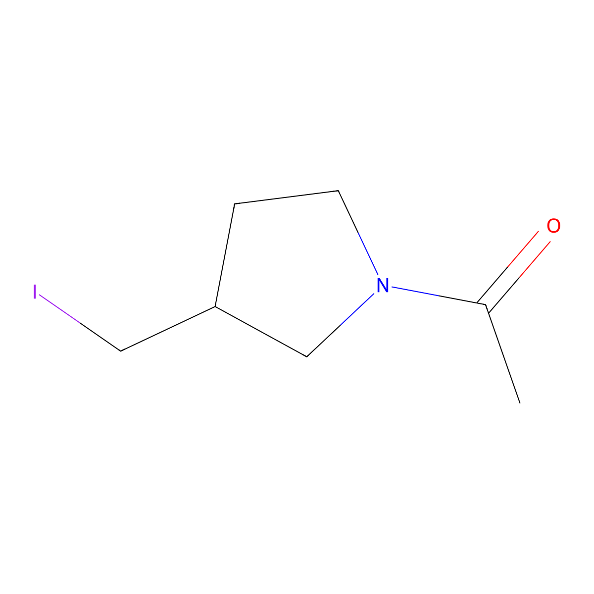 1-(3-Iodomethyl-pyrrolidin-1-yl)-ethanone molecular structure, CAS 1353965-40-8