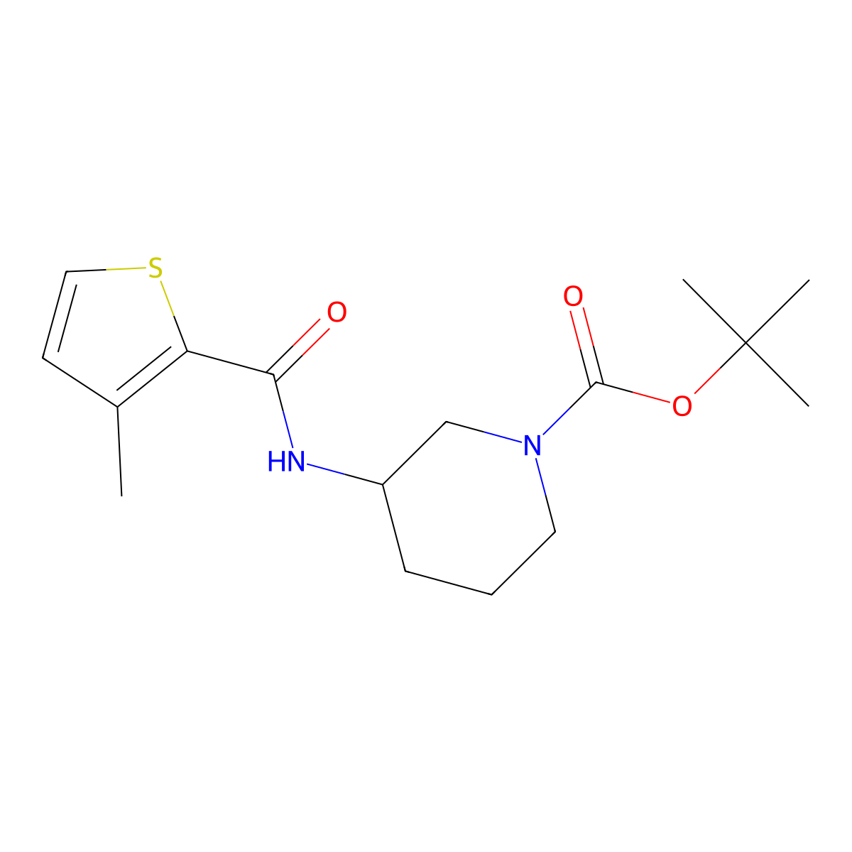 tert-Butyl 3-(3-methylthiophene-2-carboxamido)piperidine-1-carboxylate molecular structure, CAS 1353965-53-3