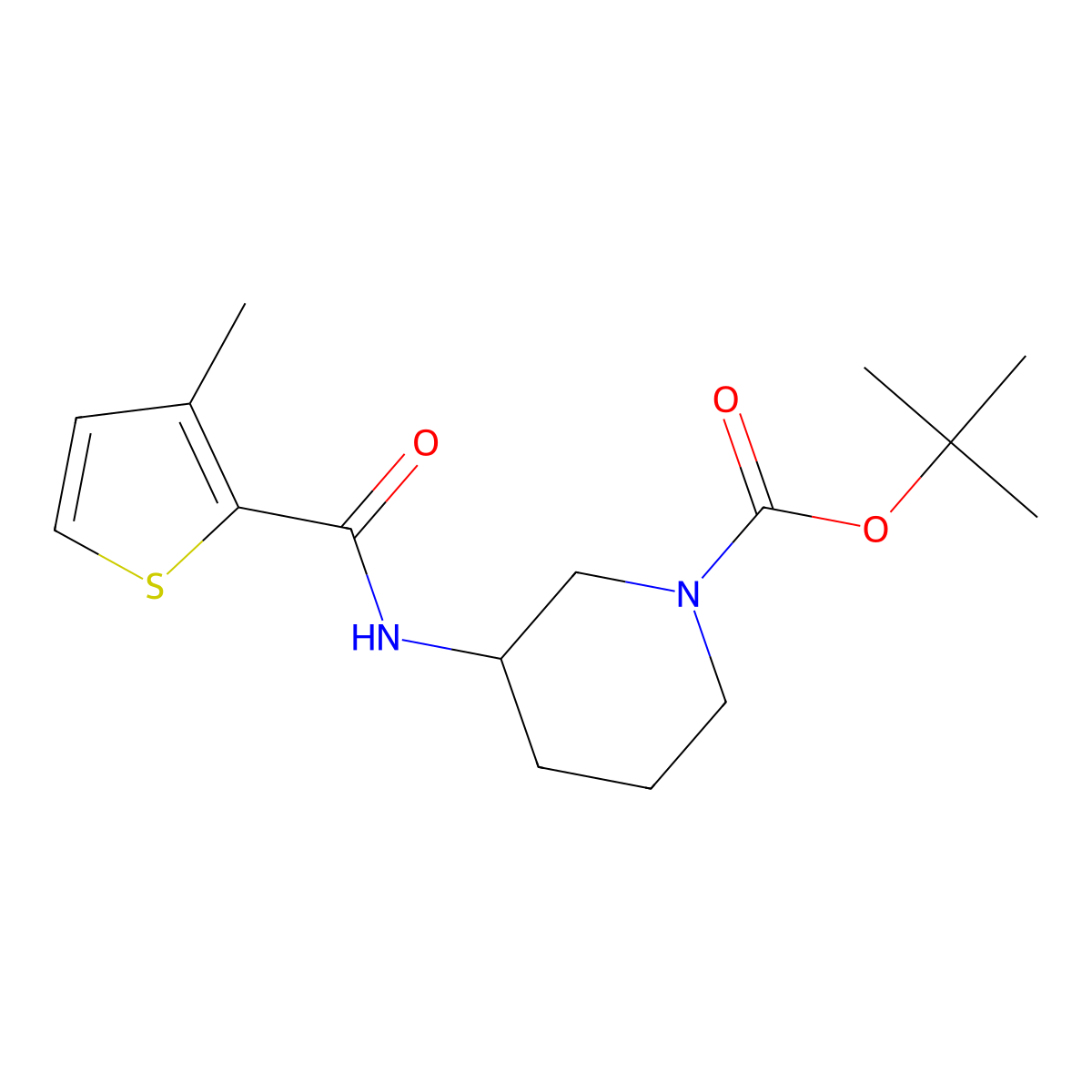 tert-Butyl 3-(3-methylthiophene-2-carboxamido)piperidine-1-carboxylate molecular structure, CAS 1353965-53-3