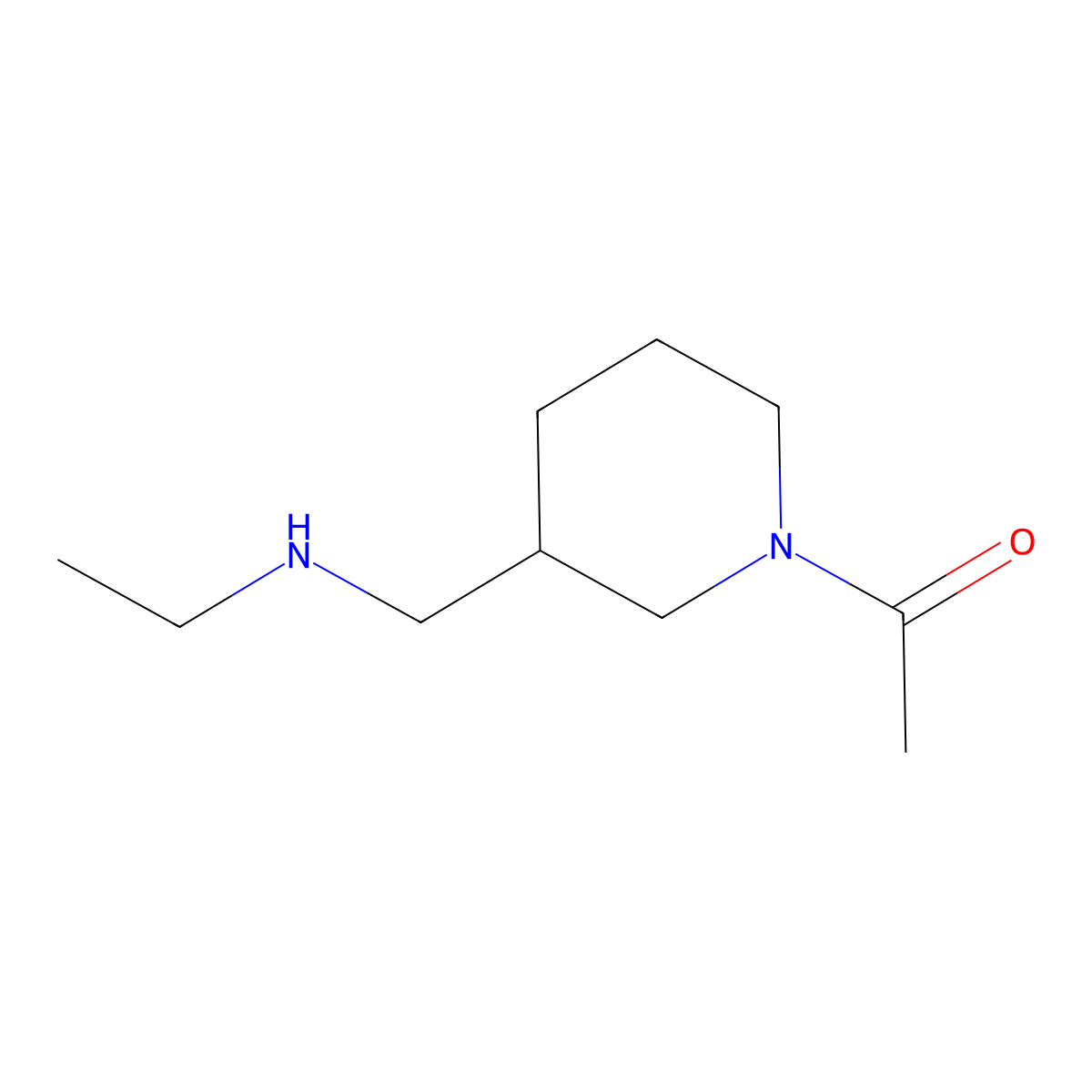 1-(3-((Ethylamino)methyl)piperidin-1-yl)ethanone molecular structure, CAS 1353965-68-0