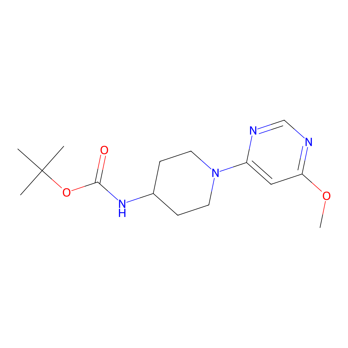 tert-Butyl (1-(6-methoxypyrimidin-4-yl)piperidin-4-yl)carbamate molecular structure, CAS 1353965-72-6