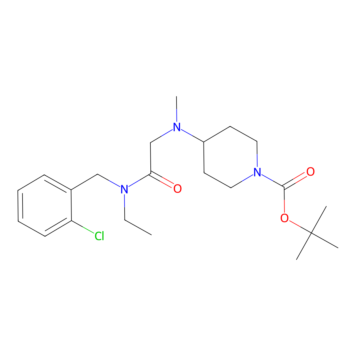 tert-Butyl 4-((2-((2-chlorobenzyl)(ethyl)amino)-2-oxoethyl)(methyl)amino)piperidine-1-carboxylate molecular structure, CAS 1353965-73-7