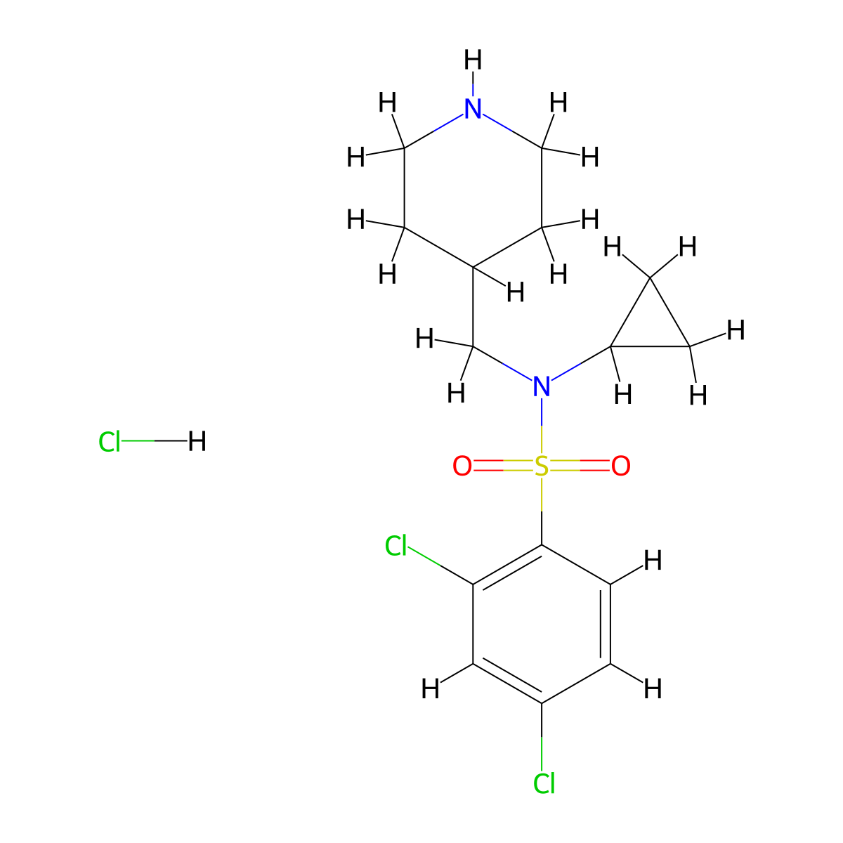 2,4-Dichloro-N-cyclopropyl-N-(piperidin-4-ylmethyl)benzenesulfonamide hydrochloride molecular structure, CAS 1353965-80-6