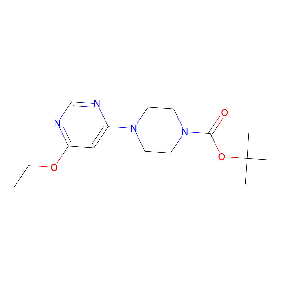 Tert-butyl 4-(6-ethoxypyrimidin-4-yl)piperazine-1-carboxylate molecular structure, CAS 1353965-84-0