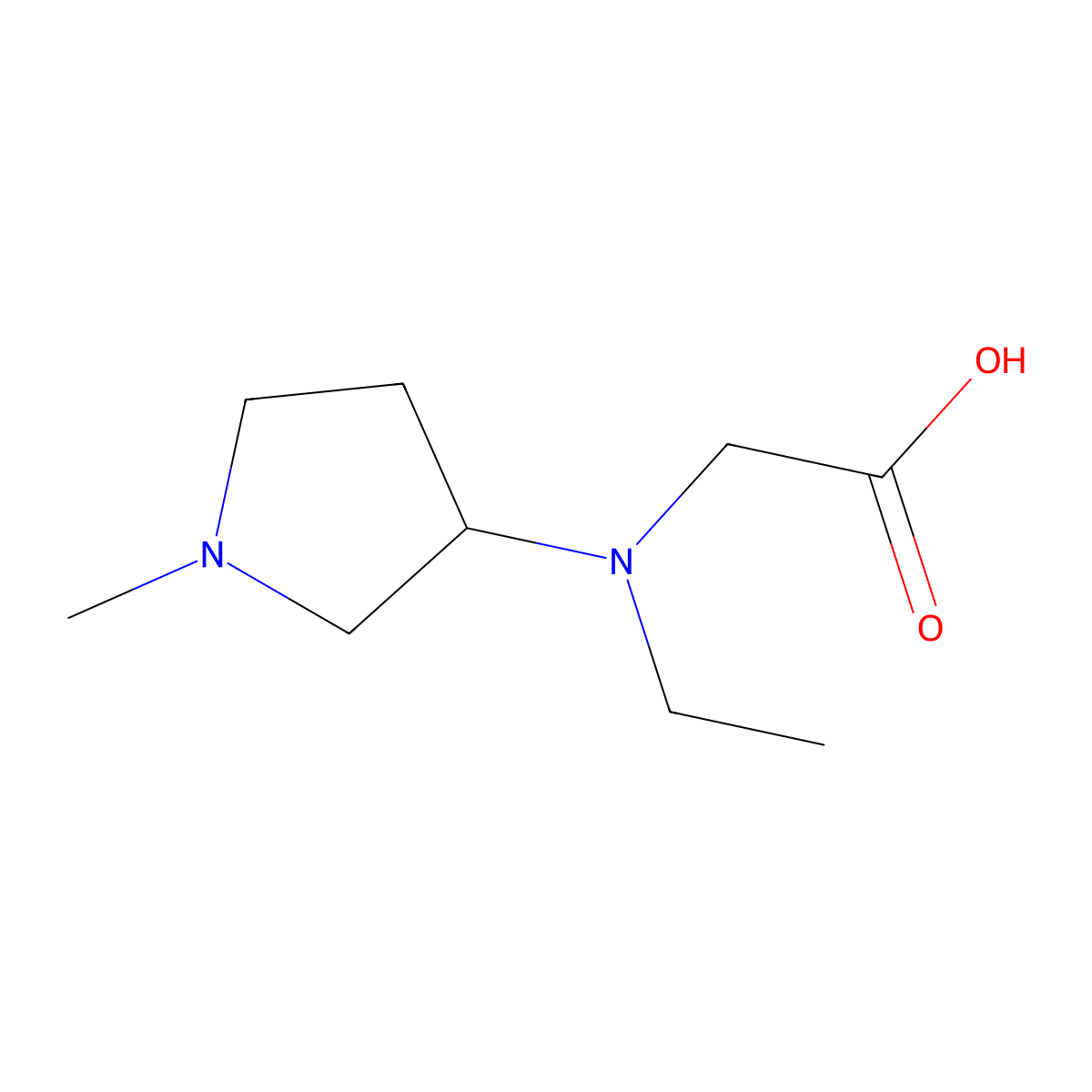 [Ethyl-(1-methyl-pyrrolidin-3-yl)-amino]-acetic acid molecular structure, CAS 1353966-00-3