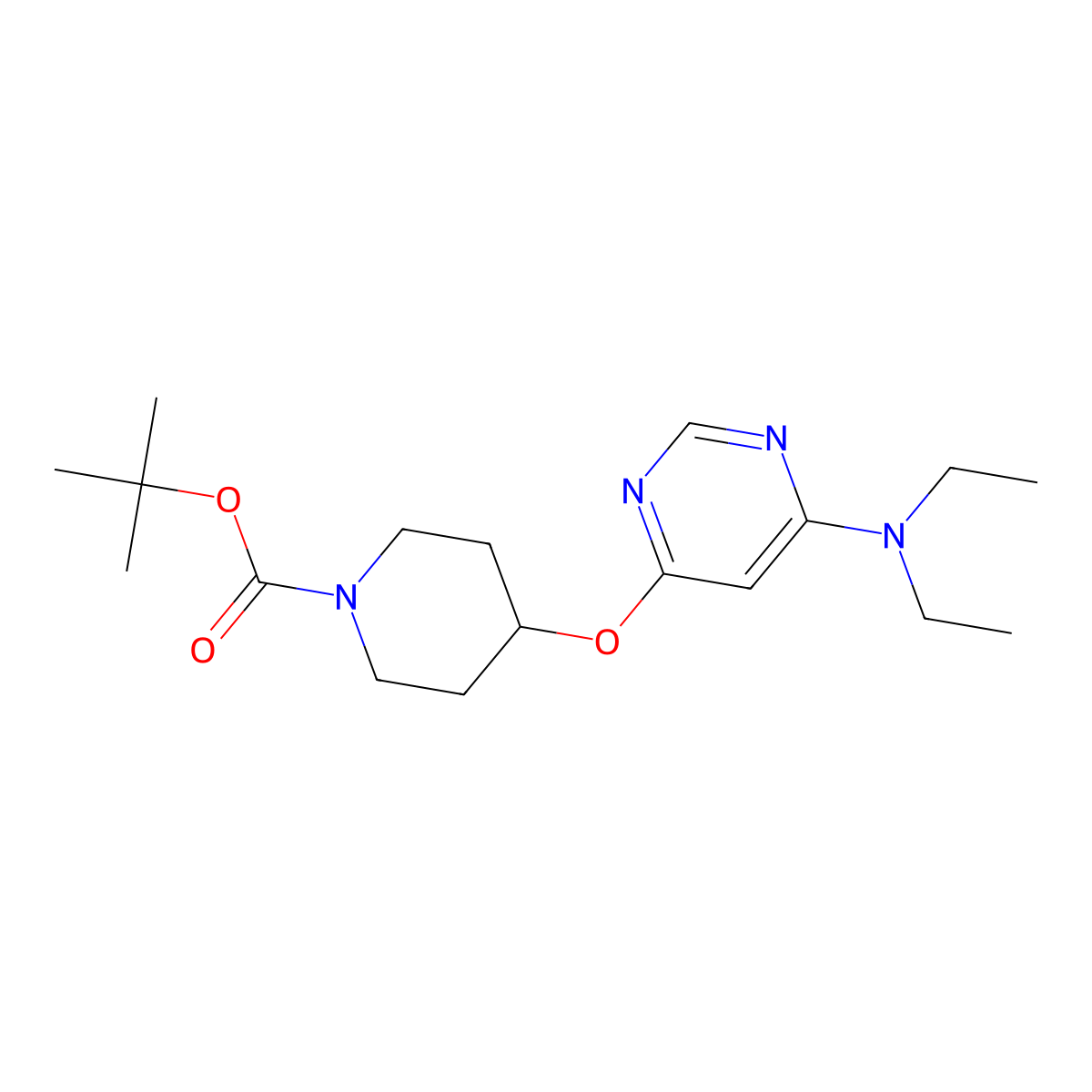 tert-Butyl 4-((6-(diethylamino)pyrimidin-4-yl)oxy)piperidine-1-carboxylate molecular structure, CAS 1353966-01-4