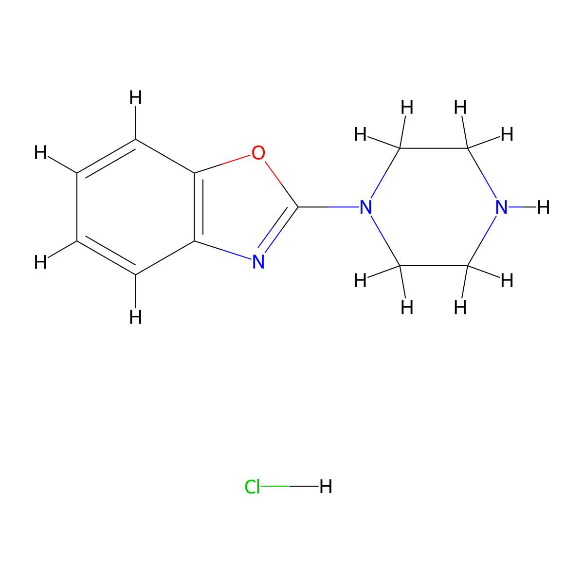 2-(Piperazin-1-yl)benzo[d]oxazole hydrochloride molecular structure, CAS 1353966-05-8