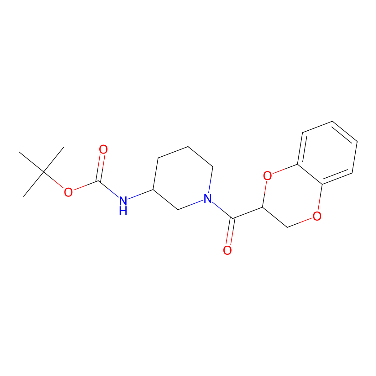 tert-Butyl (1-(2,3-dihydrobenzo[b][1,4]dioxine-2-carbonyl)piperidin-3-yl)carbamate molecular structure, CAS 1353966-14-9