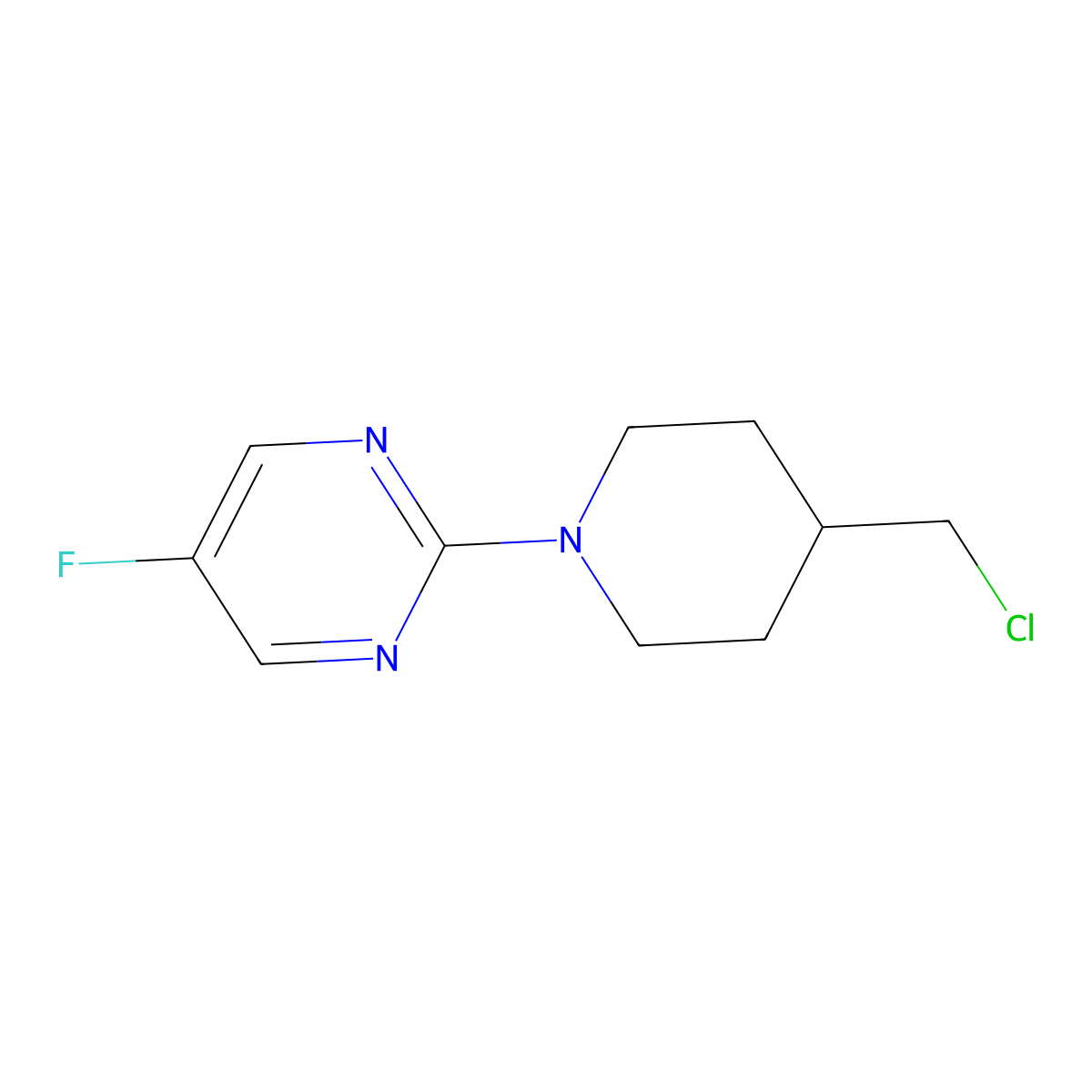 2-(4-(Chloromethyl)piperidin-1-yl)-5-fluoropyrimidine molecular structure, CAS 1353966-24-1