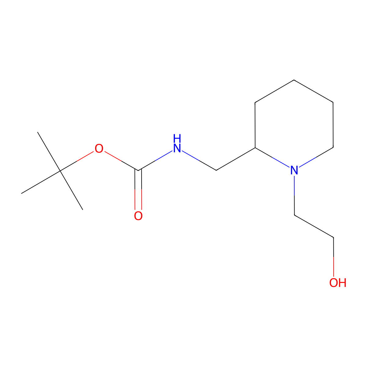 [1-(2-Hydroxy-ethyl)-piperidin-2-ylmethyl]-carbamic acid tert-butyl ester molecular structure, CAS 1353966-31-0