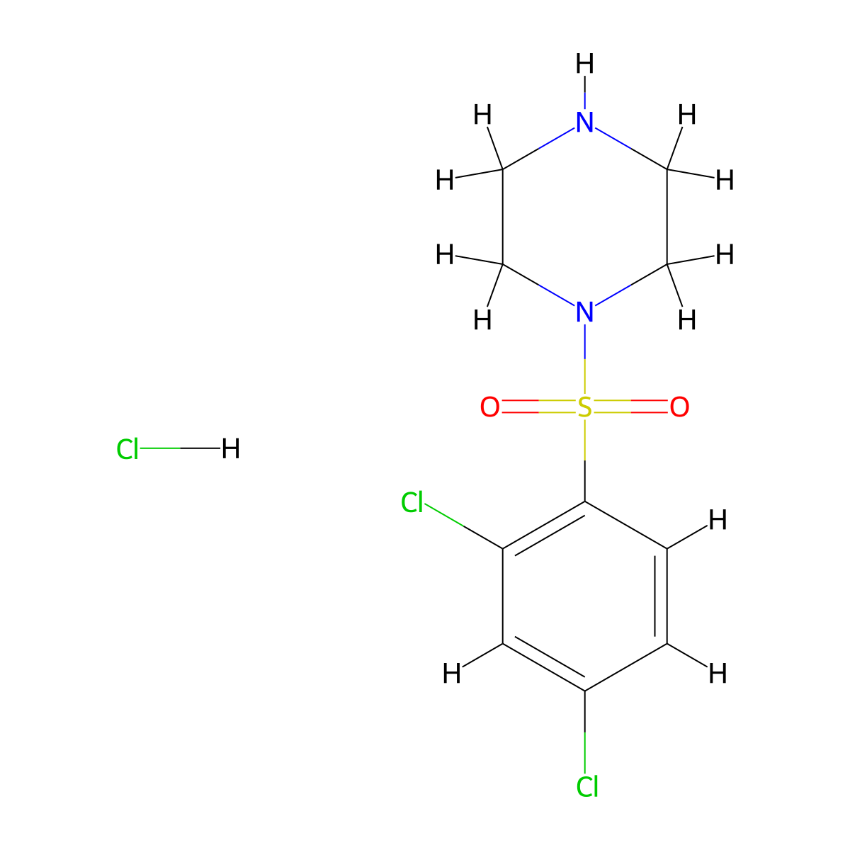 1-((2,4-Dichlorophenyl)sulfonyl)piperazine hydrochloride molecular structure, CAS 1353966-37-6