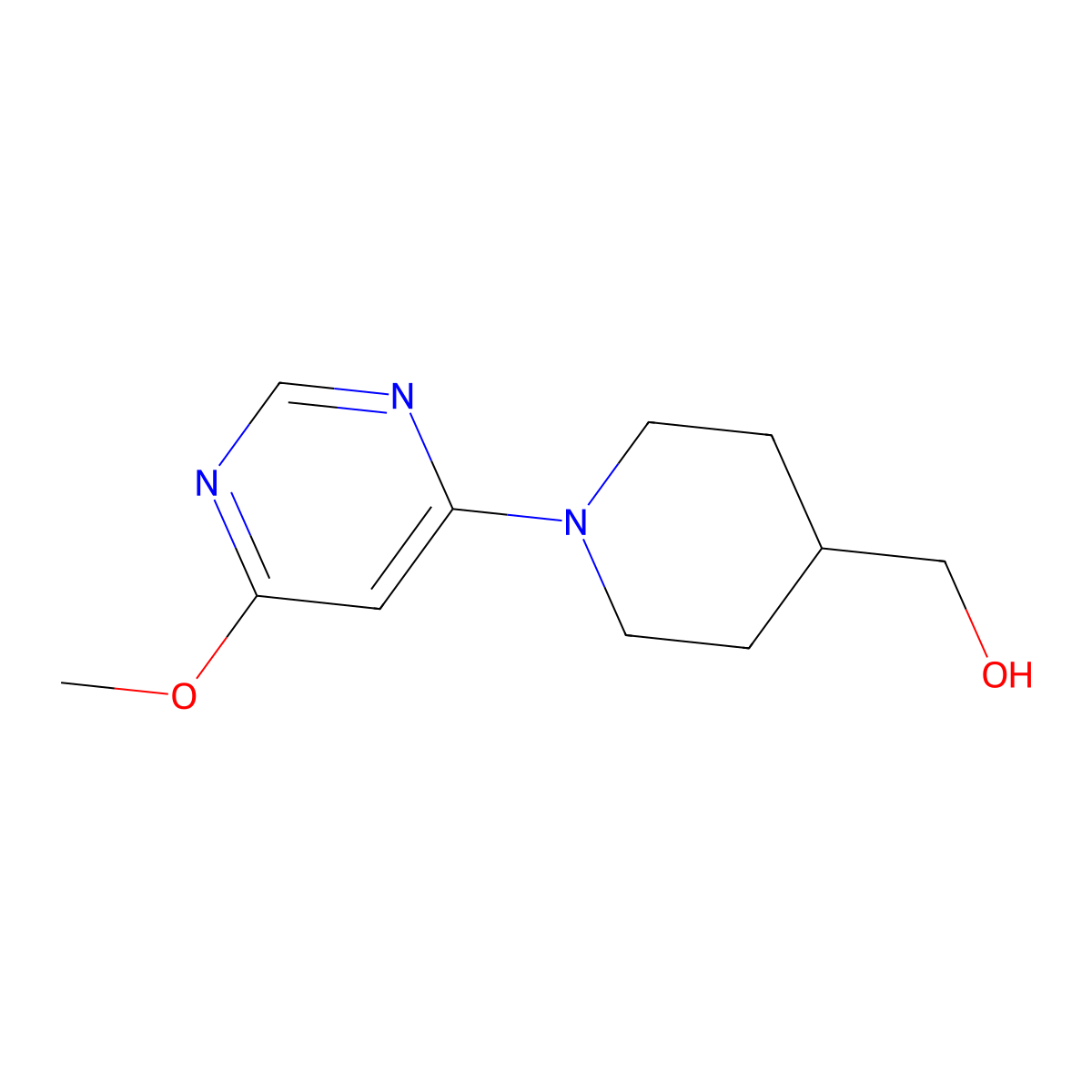 (1-(6-Methoxypyrimidin-4-yl)piperidin-4-yl)methanol molecular structure, CAS 1353966-41-2