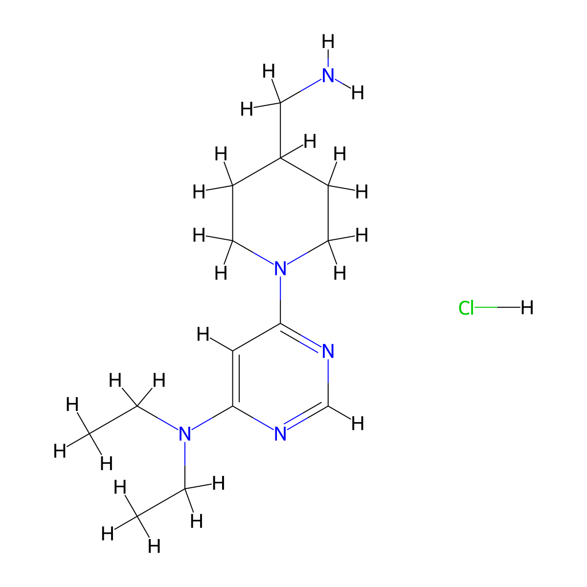 6-(4-(Aminomethyl)piperidin-1-yl)-N,N-diethylpyrimidin-4-amine hydrochloride molecular structure, CAS 1353966-46-7