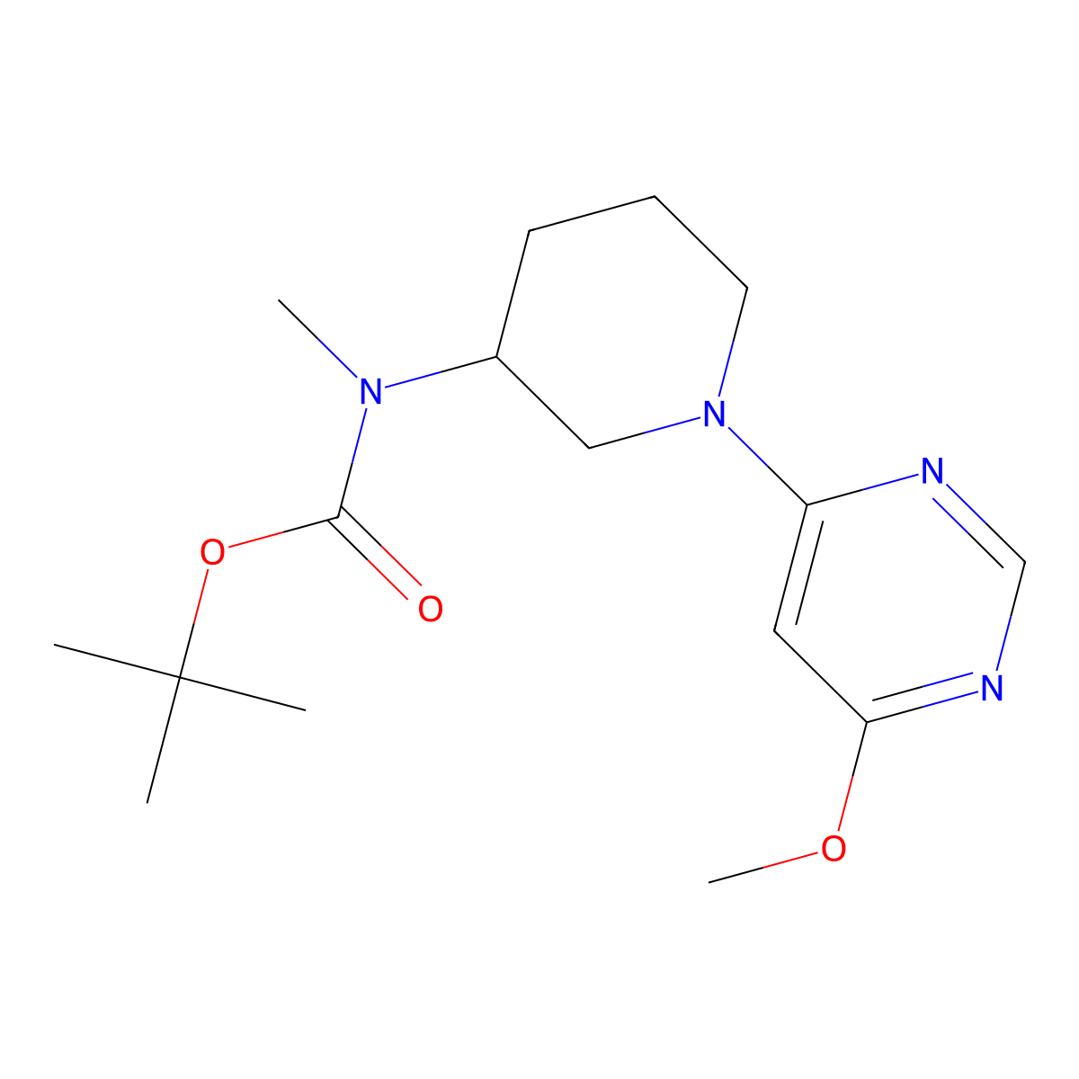 tert-Butyl (1-(6-methoxypyrimidin-4-yl)piperidin-3-yl)(methyl)carbamate molecular structure, CAS 1353966-51-4