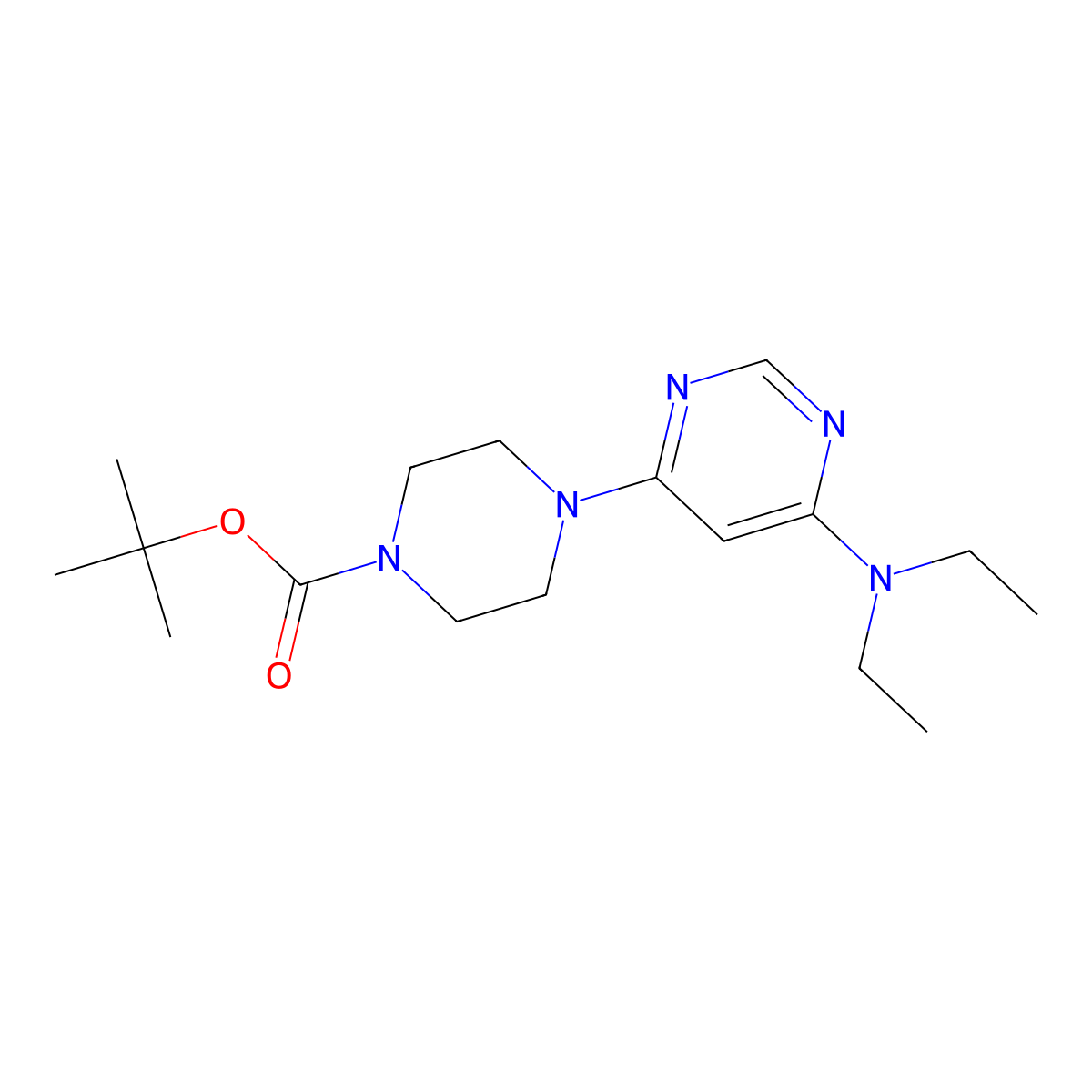 tert-Butyl 4-(6-(diethylamino)pyrimidin-4-yl)piperazine-1-carboxylate molecular structure, CAS 1353966-56-9