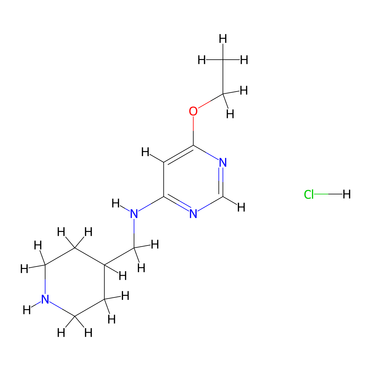 6-Ethoxy-N-(piperidin-4-ylmethyl)pyrimidin-4-amine hydrochloride molecular structure, CAS 1353966-73-0