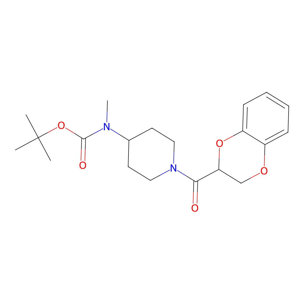 tert-Butyl (1-(2,3-dihydrobenzo[b][1,4]dioxine-2-carbonyl)piperidin-4-yl)(methyl)carbamate molecular structure, CAS 1353966-75-2