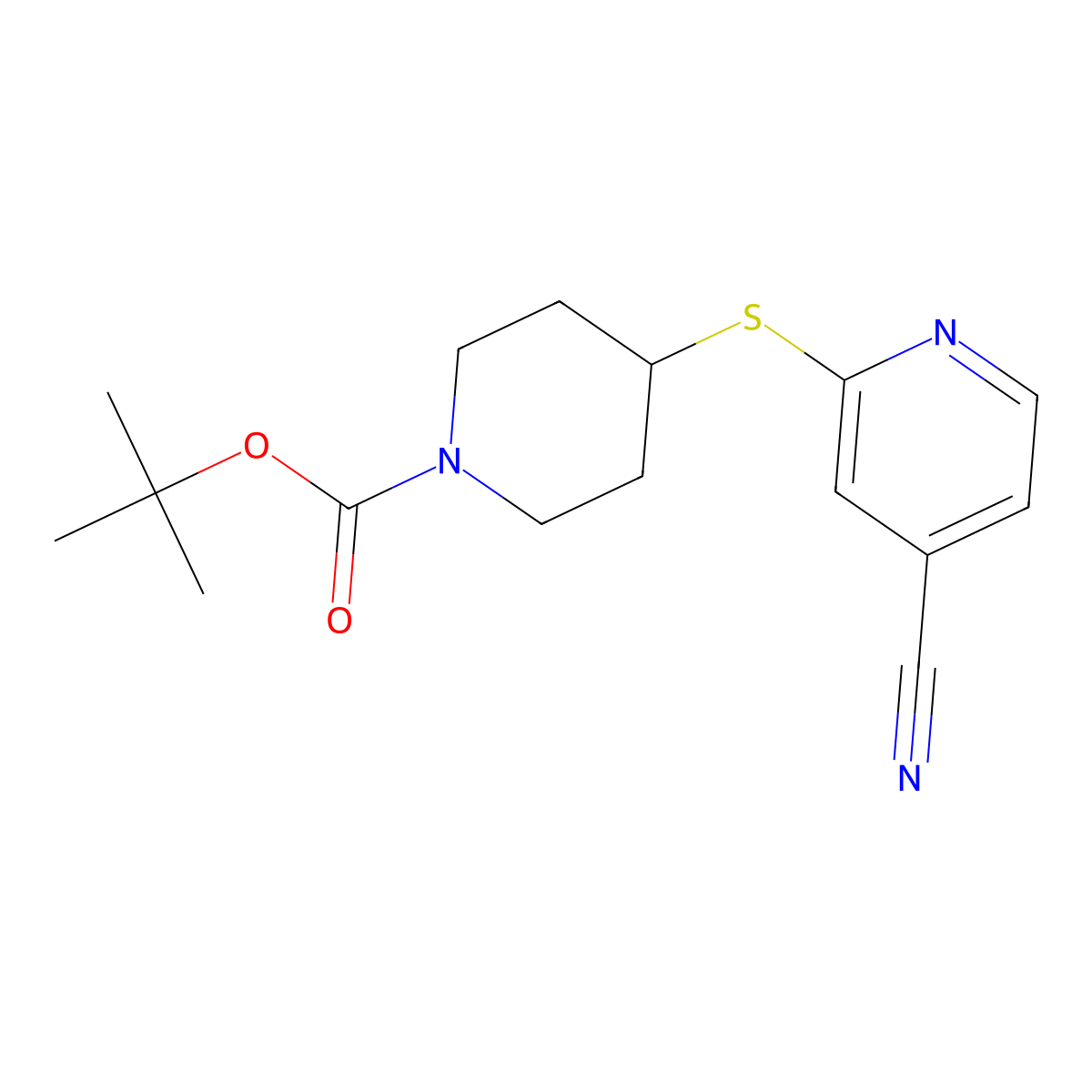 tert-Butyl 4-((4-cyanopyridin-2-yl)thio)piperidine-1-carboxylate molecular structure, CAS 1353966-79-6