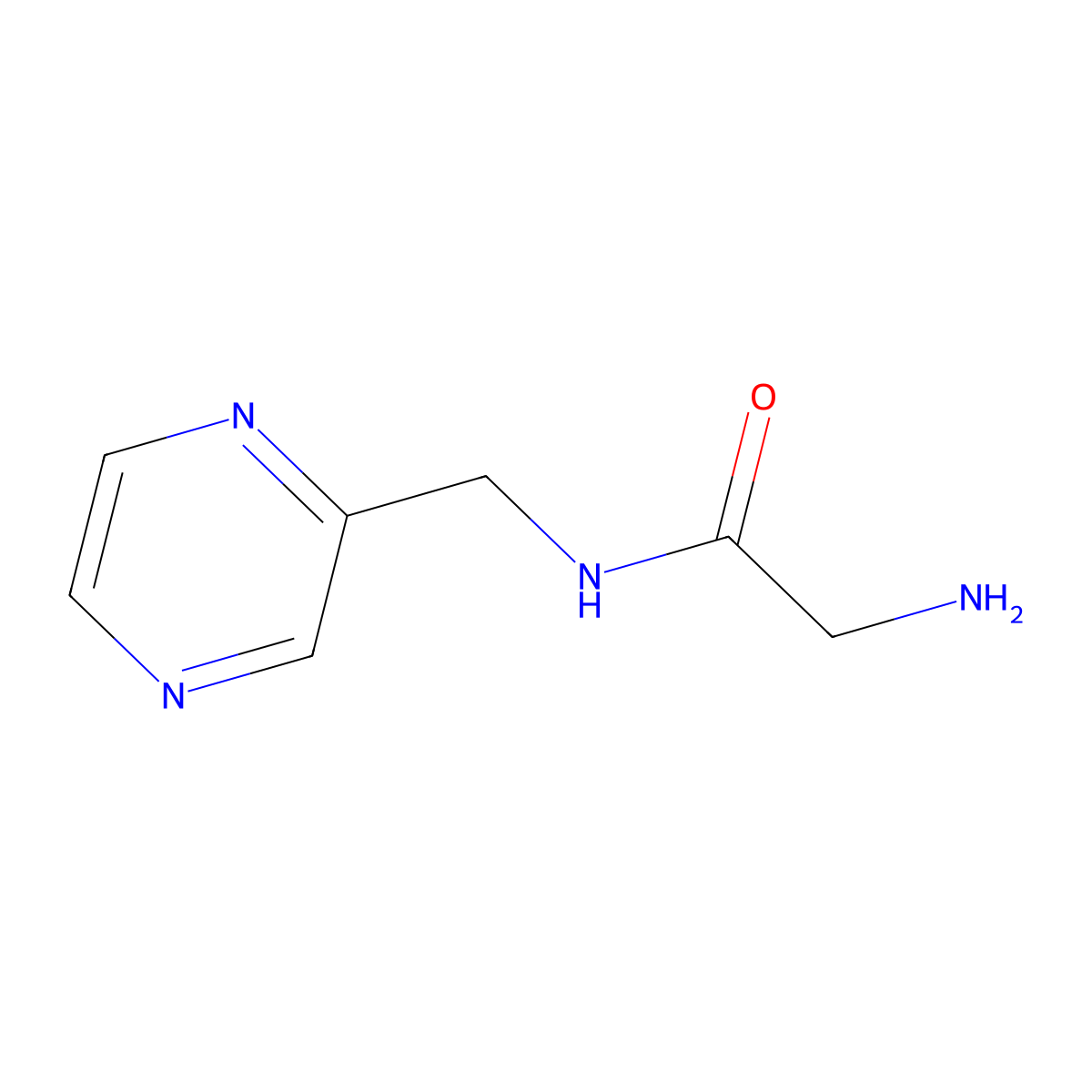 2-amino-N-(pyrazin-2-ylmethyl)acetamide molecular structure, CAS 1353966-82-1