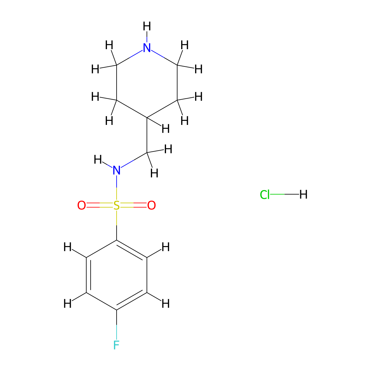 4-Fluoro-N-(piperidin-4-ylmethyl)benzenesulfonamide hydrochloride molecular structure, CAS 1353966-85-4