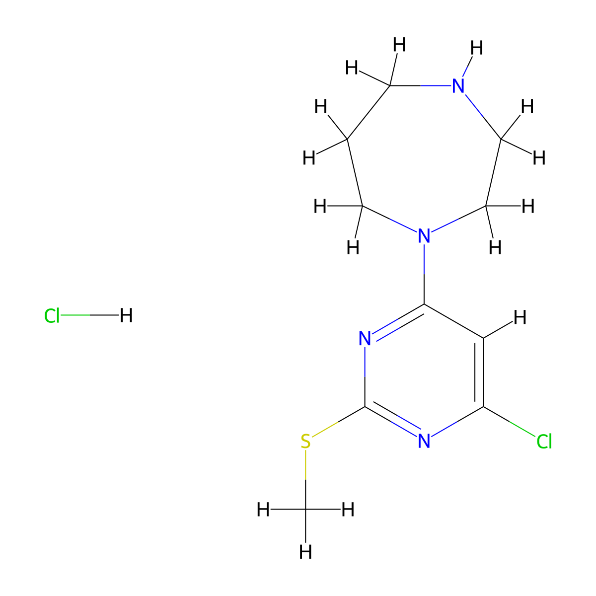 1-(6-Chloro-2-(methylthio)pyrimidin-4-yl)-1,4-diazepane hydrochloride molecular structure, CAS 1353967-11-9