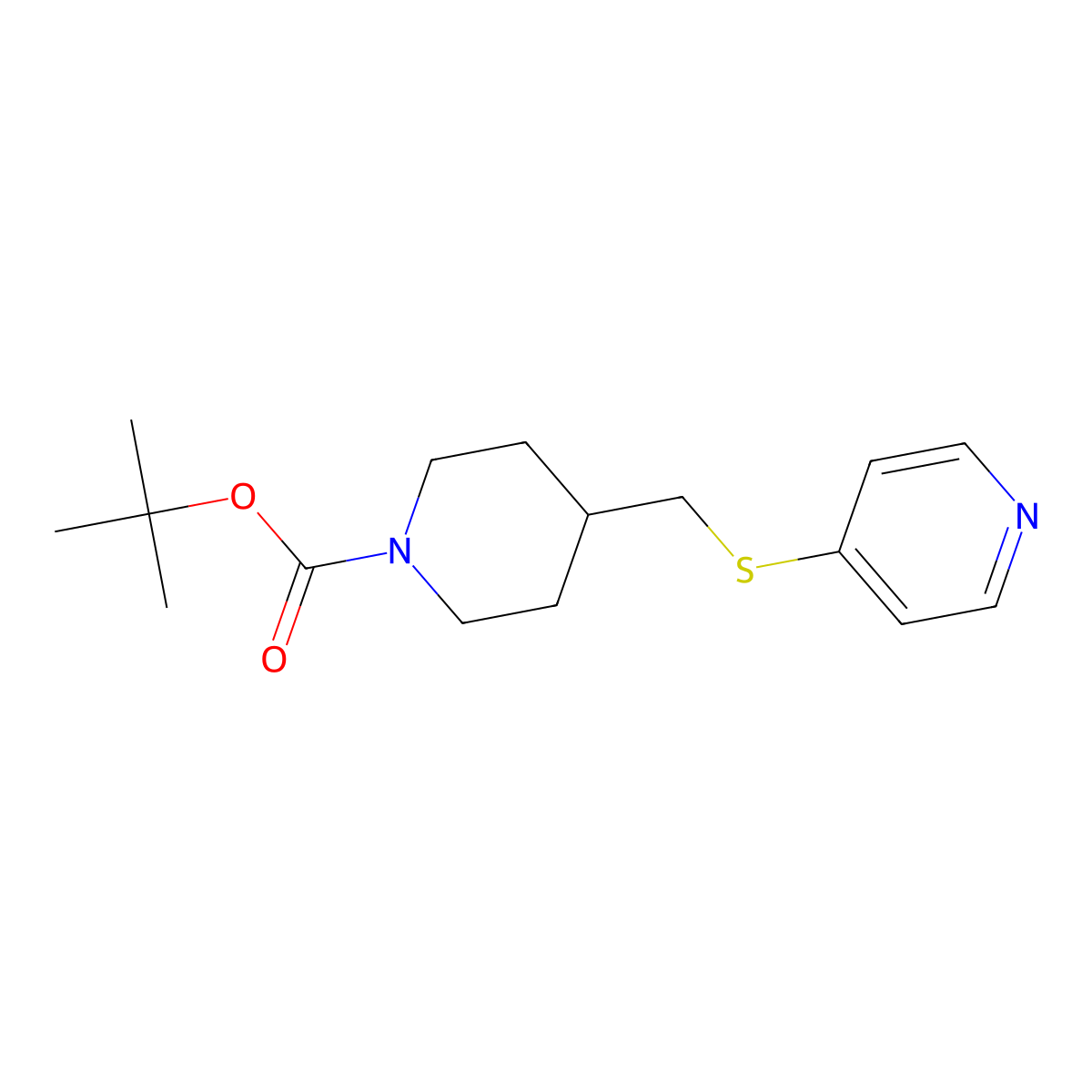 tert-Butyl 4-((pyridin-4-ylthio)methyl)piperidine-1-carboxylate molecular structure, CAS 1353967-26-6