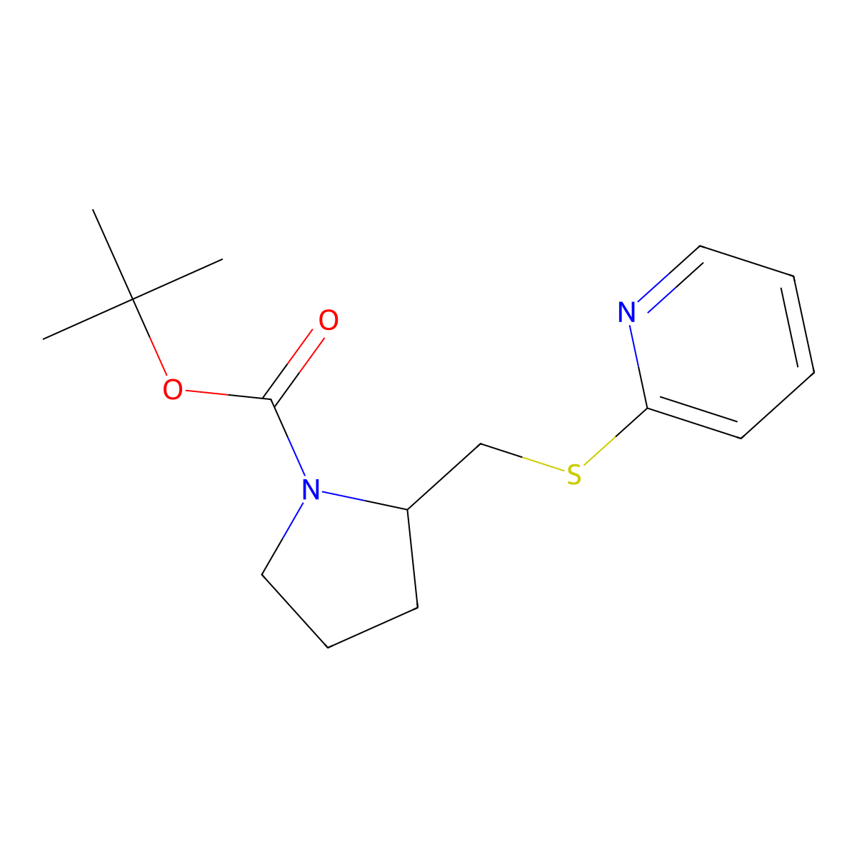 tert-Butyl 2-((pyridin-2-ylthio)methyl)pyrrolidine-1-carboxylate molecular structure, CAS 1353967-38-0