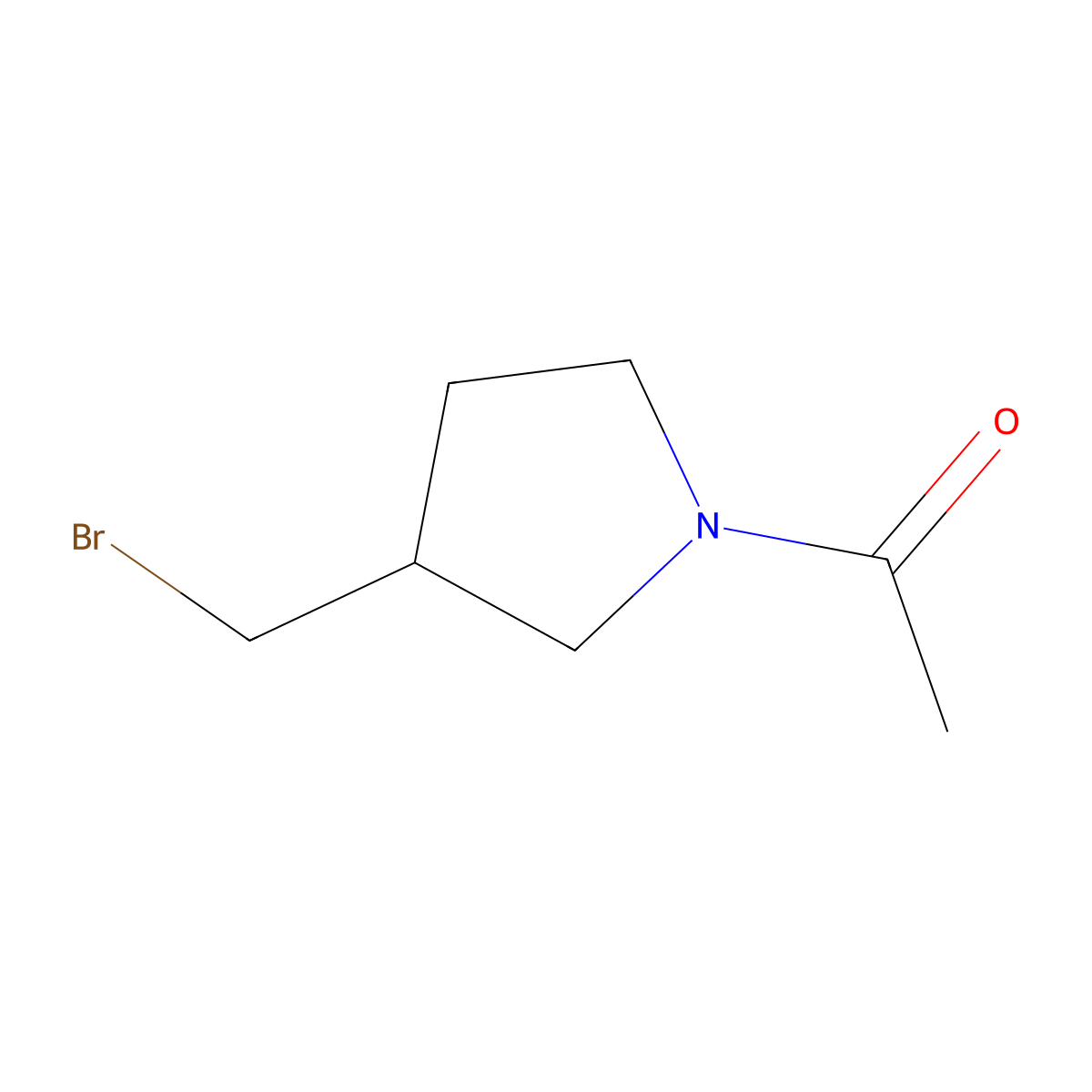 1-(3-Bromomethyl-pyrrolidin-1-yl)-ethanone molecular structure, CAS 1353970-77-0