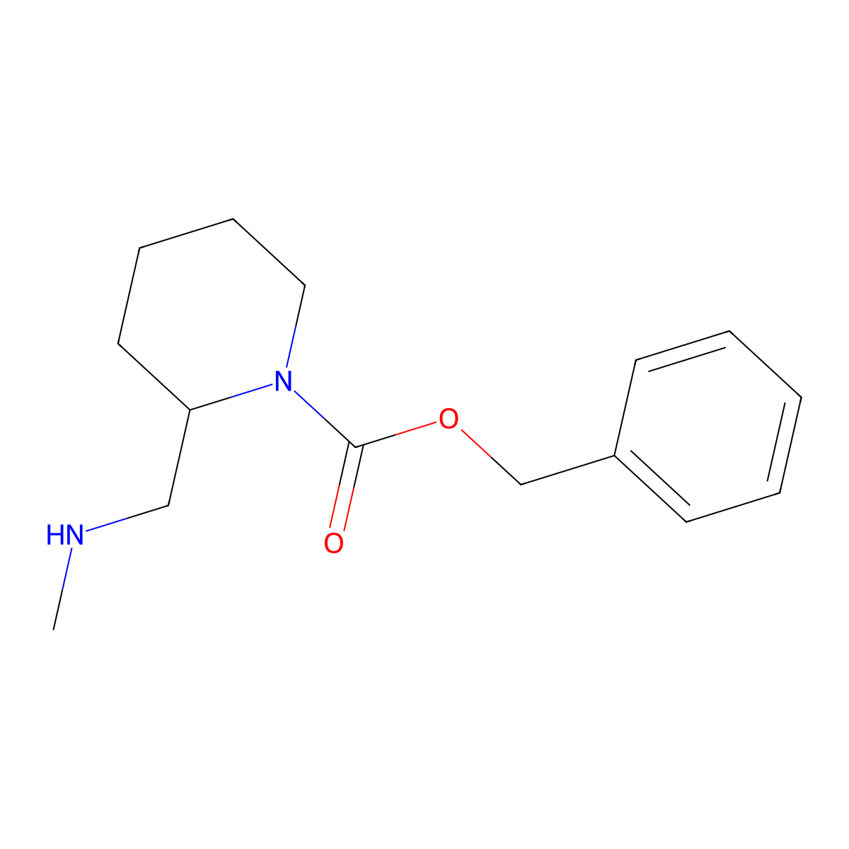 2-Methylaminomethyl-piperidine-1-carboxylic acid benzyl ester molecular structure, CAS 1353971-44-4