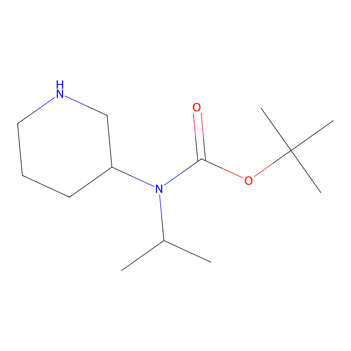 Isopropyl-piperidin-3-yl-carbamic acid tert-butyl ester molecular structure, CAS 1353971-45-5