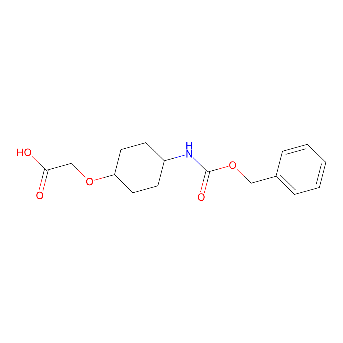 (4-Benzyloxycarbonylamino-cyclohexyloxy)-acetic acid molecular structure, CAS 1353971-48-8