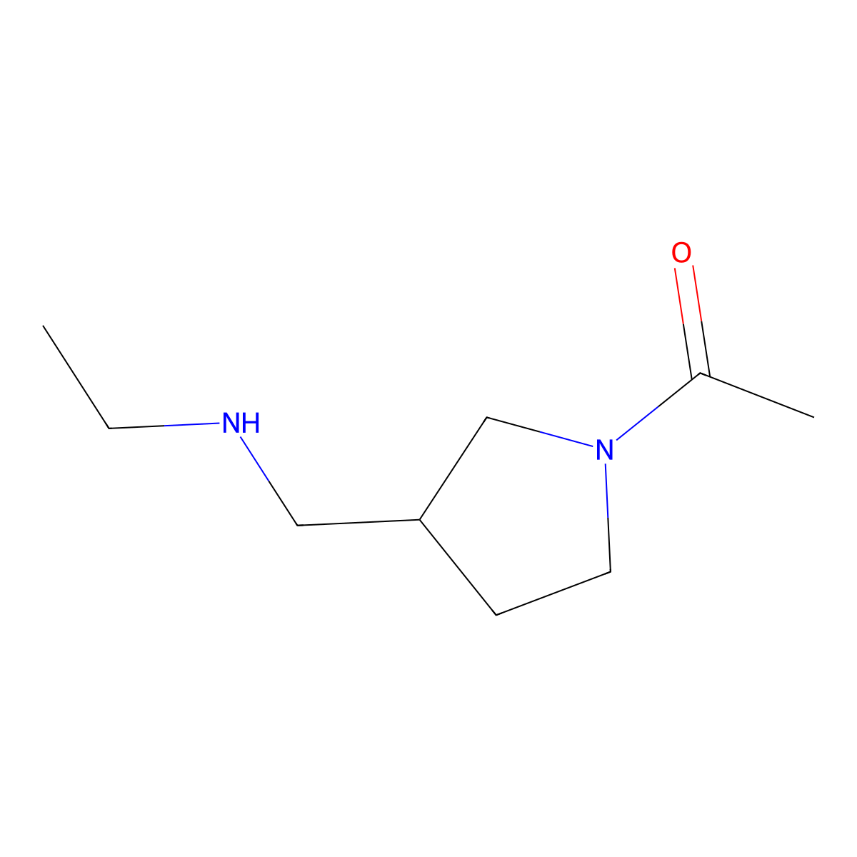 1-(3-((Ethylamino)methyl)pyrrolidin-1-yl)ethanone molecular structure, CAS 1353971-62-6