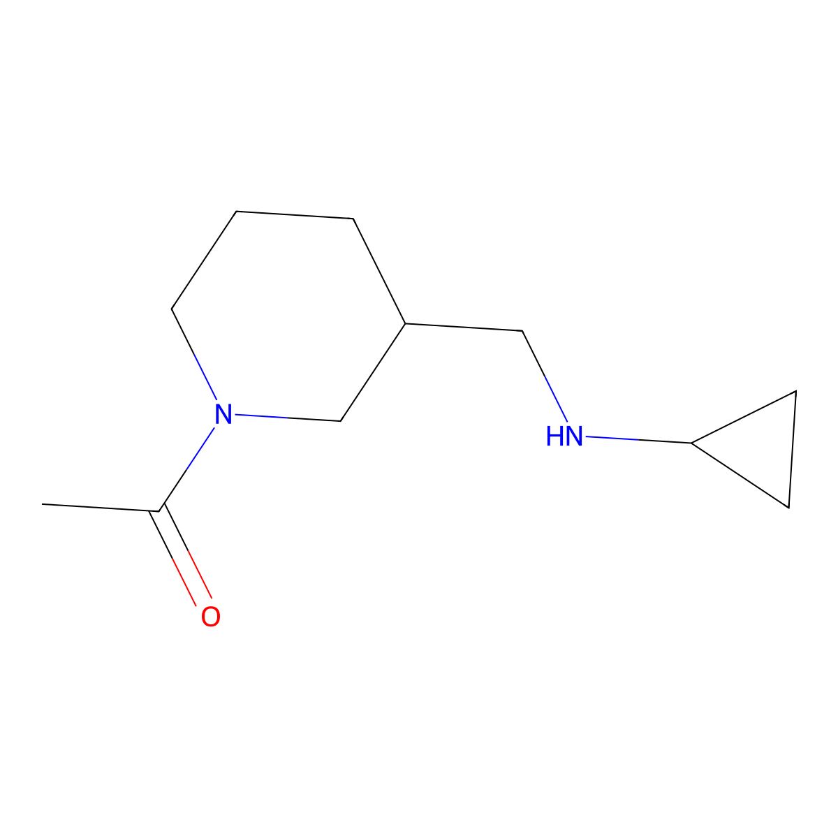 1-(3-((Cyclopropylamino)methyl)piperidin-1-yl)ethanone molecular structure, CAS 1353971-69-3