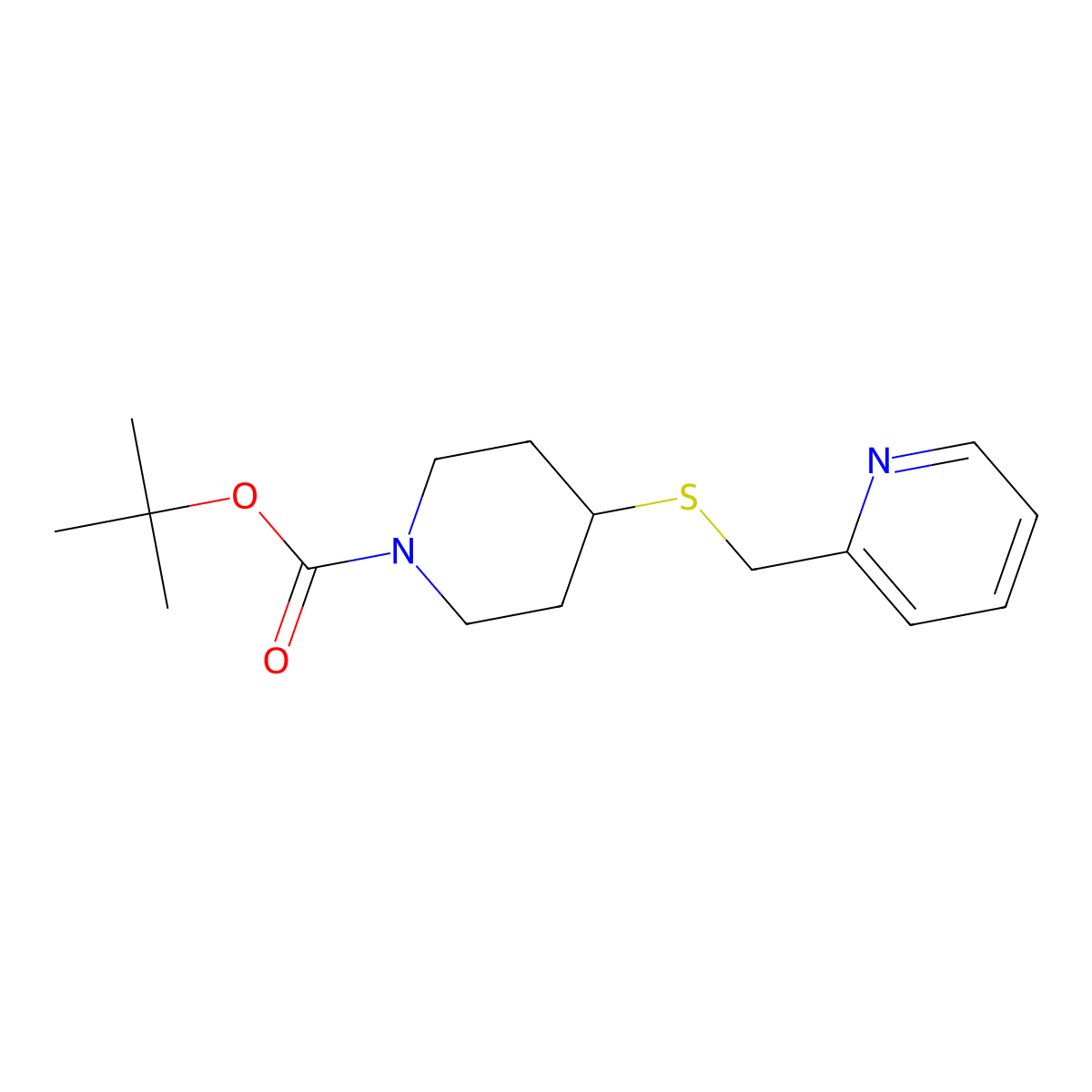 tert-Butyl 4-((pyridin-2-ylmethyl)thio)piperidine-1-carboxylate molecular structure, CAS 1353971-76-2