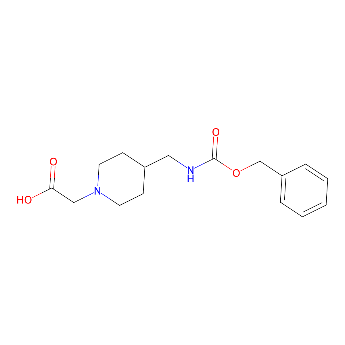 [4-(Benzyloxycarbonylamino-methyl)-piperidin-1-yl]-acetic acid molecular structure, CAS 1353972-16-3